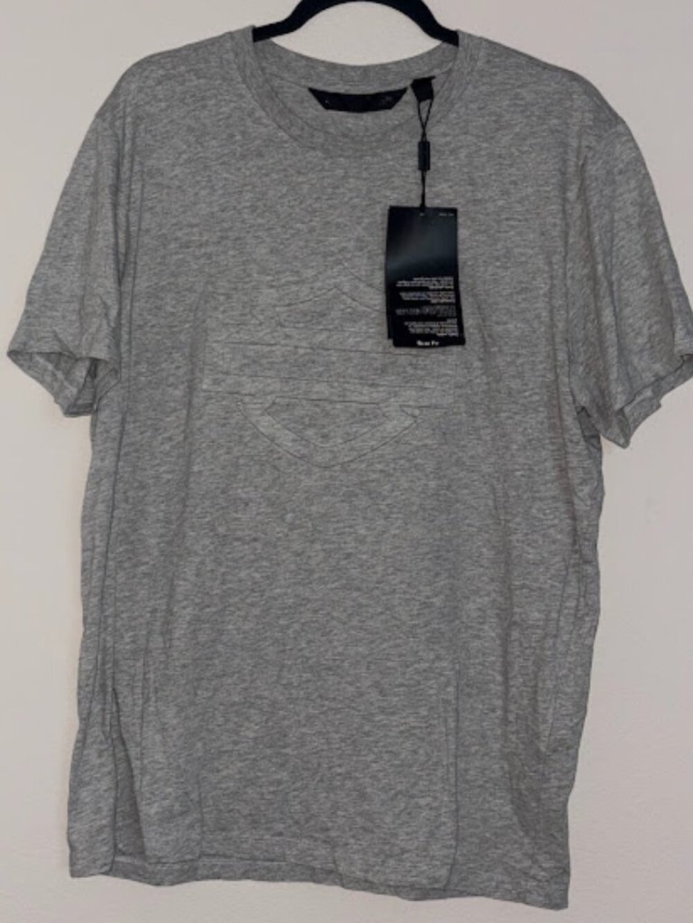 NWT Men's Harley Davidson T-Shirt Gray Embossed 3D Raised Logo Size Large